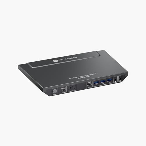 AV Access Dual Monitor KVM Switch Docking for Laptop & Desktop - Type C Charging, Ethernet, EDID, HDMI & DisplayPort, USB-C MST Dual 4K@60Hz Display, USB 3.0, Full Aluminum Design For 1 Lapt