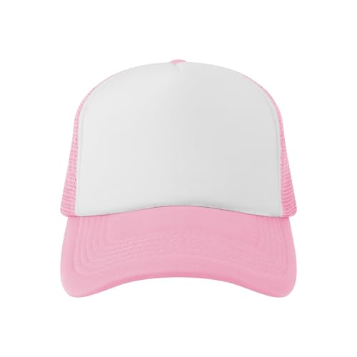 Image of TopTie Blank 5 Panel Trucker Hat Foam Front Mesh Back 2 Tone Trucker Snapback Hat