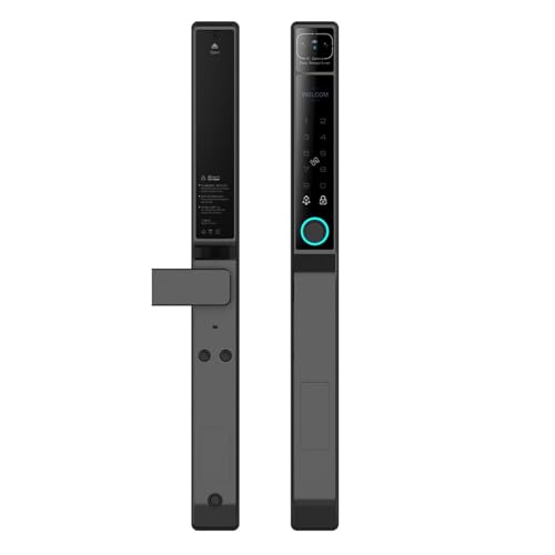 Smart Lock 2,4 GHz WiFi Keyless Eingangstür Schloss Griff Aluminium Biometrische Tür Ty App für 40-120 Mm Dicke Büro Home Schlafzimmertür (Schwarz)