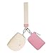 KeyChain Wallet Wristlet Wallets For Women Mini Zip Dual Pouch Wristlet (pink+white)