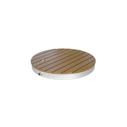 Ducha de piso para jardín redonda diámetro 70 cm con altura ajustable hasta 4 m, base de aluminio y superficie WPC antideslizante resistente al clima miniatura 1