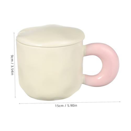HAKIDZEL Aesthetic Candy Color Ceramic Tea Cup with Lid and Spoon Large Breakfast Mug with Handle for Coffee Tea and Milk Heat Retaining Lid Smooth Texture Kitchen and Office Drinkware