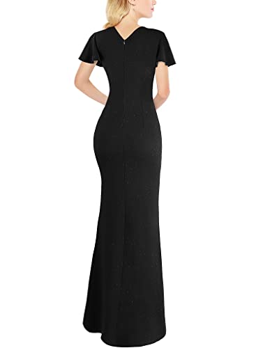 VFSHOW Womens Ruched Wrap V Neck Ruffle Formal Prom Peplum High Slit Maxi Dress 2023 Wedding Guest Cocktail Evening Long Gown2