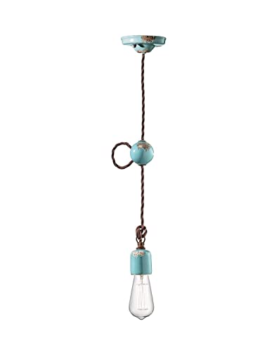 Suspension vintage céramique bleu ciel 1 lumière pour couloir et salle à manger FLR-43