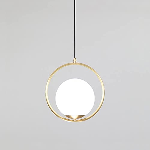 Suspension nordique moderne anneau en métal doré et boule de verre HJLJKG