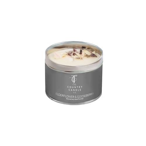The Country Candle Company Pastels Range Candle in a Tin - Elderflower & Gooseberry
