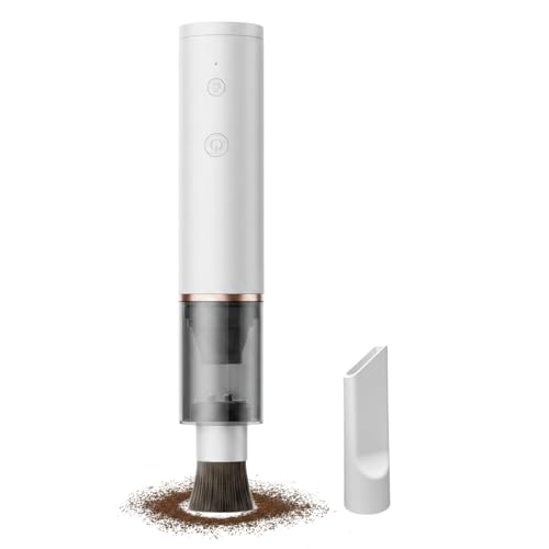 Coffee Bar Vacuum Cleaner with Soft Brush, Portable Espresso Cleaning Tool for Coffee Grounds, USB-C Rechargeable Mini Vacuum for Espresso Machine, Grinder & Countertop
