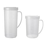 OSALADI Tazas Medidoras de Plástico 550ml y 800ml para Café y Leche, Jarras con Escala Transparente Aptas para Microondas, Utensilios de Cocina para Hogar y Desayuno Reutilizable
