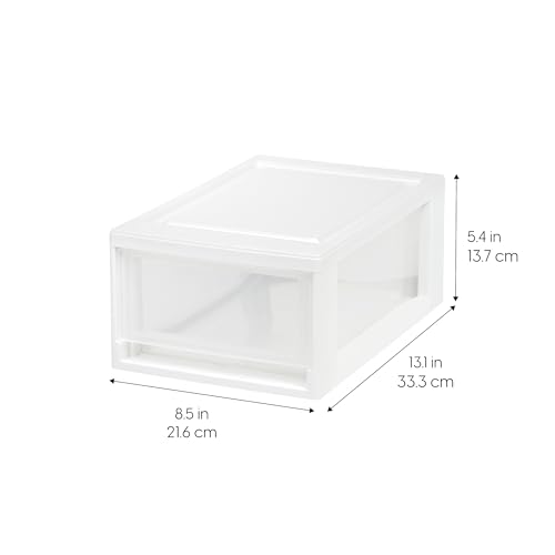 Iris Ohyama Compact Stacking Drawer, White, 6 Quart, 4-Pack, 7L / 4 Pack