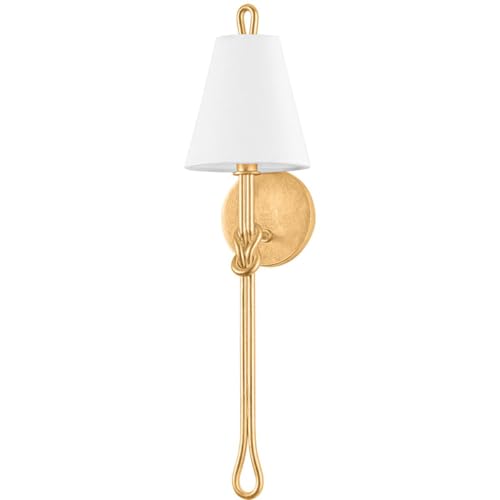 Hudson Valley Lighting Alburgh 24.5" Wall Sconce | Vintage Gold Leaf Finish | White Linen Shade | Coastal Wall Sconce | Made of Iron, Steel and Fabric | 6.75" W x 24.5" H x 5.5" E | 2925-VGL