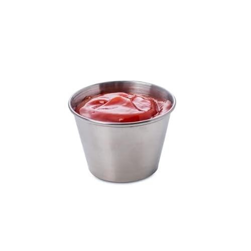 Dine@Drinkstuff Silver Stainless Steel Serving Cup 12Oz / 340Ml - Set Of 24 - Polished Finish Chip Pot