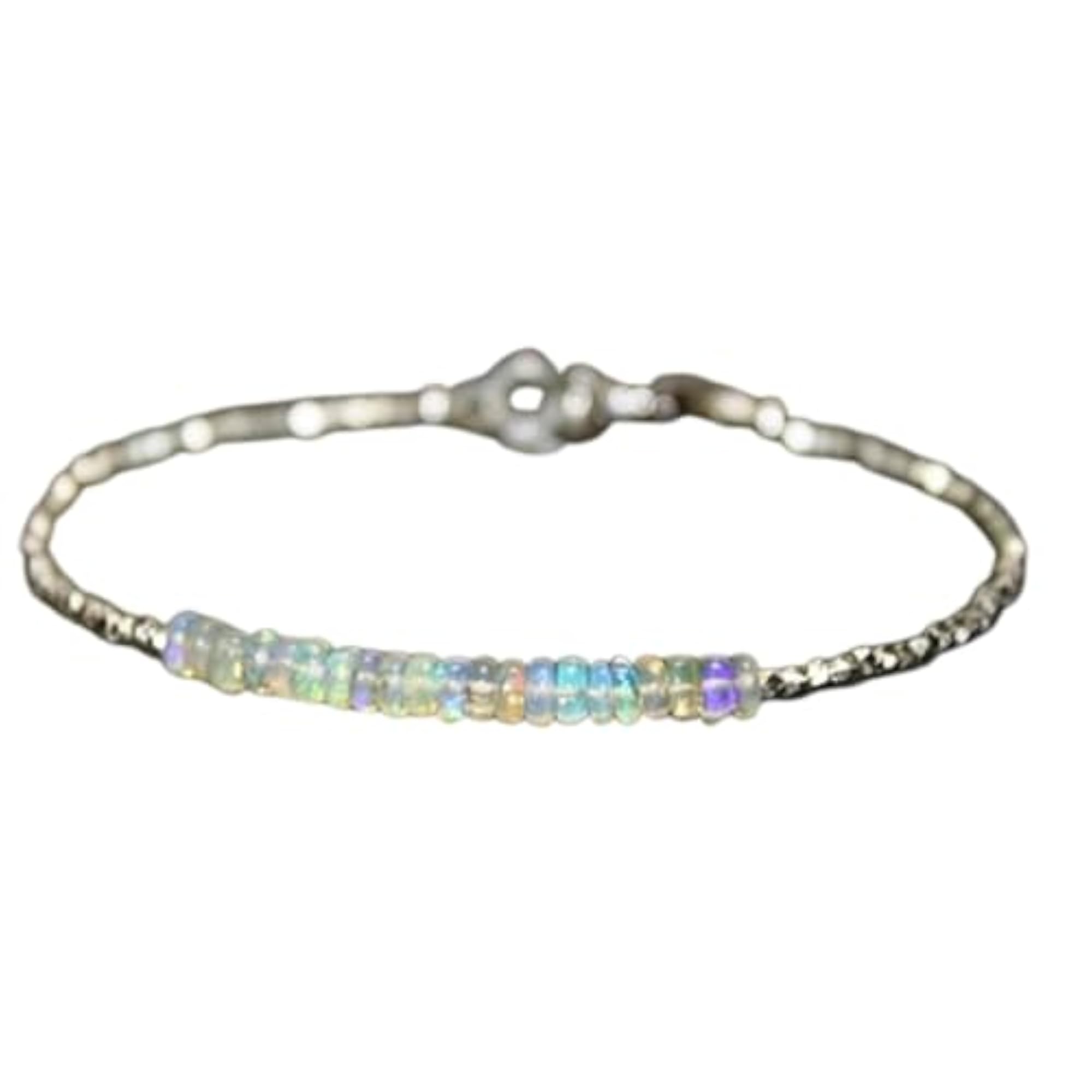 Ethiopian Opal Tyre Beaded Bracelet, Adjustable 7 Inch