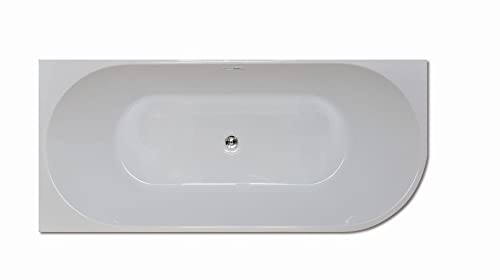 Badewanne Acryl Rechte Seite abgerundet, 180 x 80 Wand, aus Acryl, Farbe weiß