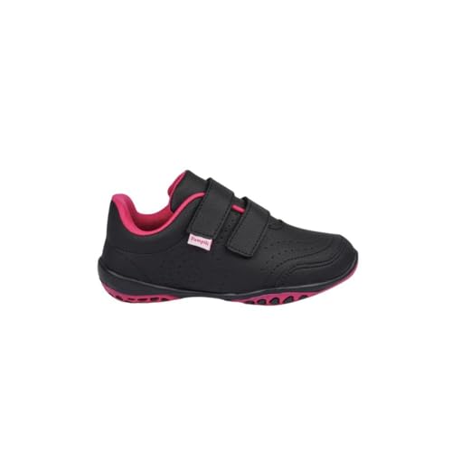 Tenis Feminino Infantil Velcro Escolar Confortavel Estiloso Cor:preto/pink;tamanho:27
