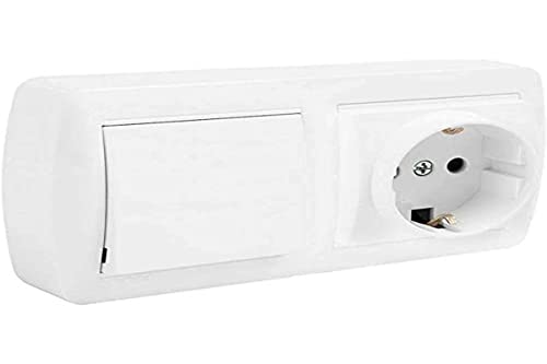BASE DOBLE BIPOLAR CON T/T LATERAL + CONMUTADOR DE CRUCE Y CON OBTURADOR 148X72X28MM S. MURAL SOLERA