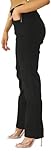 UK Dispatch Womens Side Elastic Waist Jeans Straight Leg Regular Fit 25" Leg Ladies,14,Black