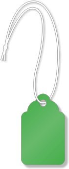 #4 (1½" x 15/16") - Green Merchandise Tag (with strings), 1000 Tags / Pack, 0.9375" x 1.5"