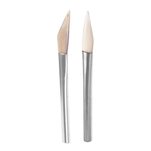 JOINPAYA 2 Bruñidores de Ágata Natural con Mango Corto de Acero Inoxidable Herramienta para Pulir y Alisar Joyería Adecuado para Acabado Espejo Oro y Bisutería