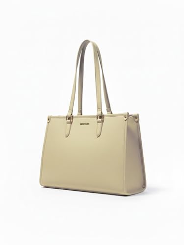 Image of Berrylush Women Solid Tote Bag | PU Synthetic Leather Two Handle Handbag | Spacious Zip Closure Shoulder Bag with Inner Pockets | Stylish Everyday & Office Use Bag