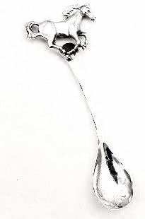 Miniatura 2 de Cuchara de sal de plata esterlina con caballo corriendo inusual, Metal