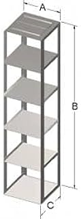 Chest Freezer Rack for Cardboard Boxes Containing 15 ml or 50 ml Tubes, 5 Box Capacity, 6 x 6 x 24 3/4 Inches