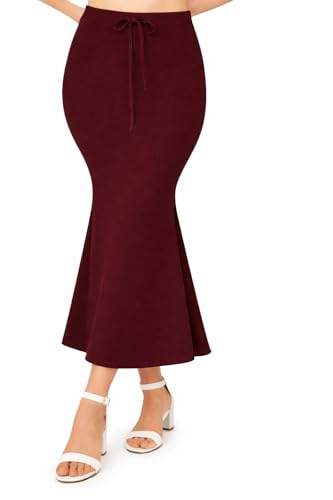 Image of Women's Seamless Cotton-Blend Saree Shapewear Petticoat - High-Waist Underskirt (S-XXL) - Fish-Cut, Breathable & Stretchable for Daily, Party