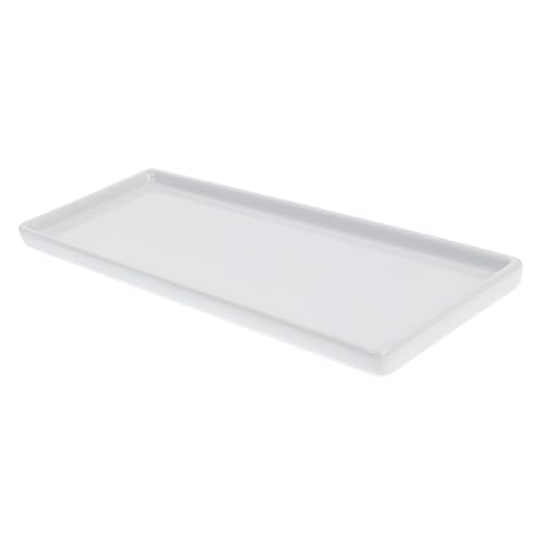 1pieza Bandeja De Almacenamiento De Cerámica Blanca Para Baño Organizador De Joyería Y Cosméticos Bandeja Rectangular Multiusos Para Hogar Ktv Y Uso Hoteles