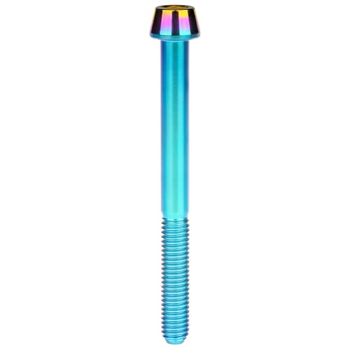 Image of Titanium Ti Bolt M5x9 16 18 20 25 30 35 40 45 50 55 60mm Tapered Head Screws Pack of 4 (M5x60mm, Iridescent Blue)