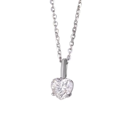 Chaîne de clavicule argent S925 et pendentif moissanite cœur bijoux femmes