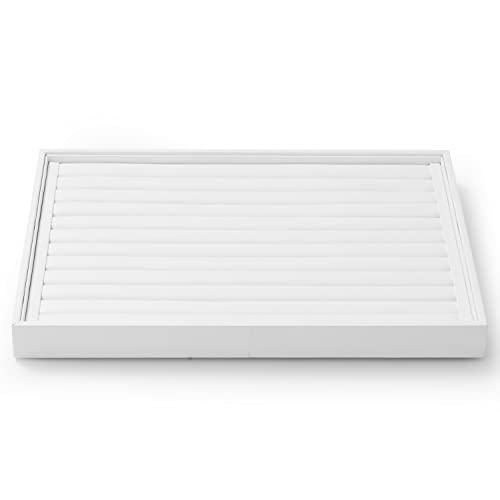 Oirlv PU Leather Jewellery Display and Organiser - Stackable Ring Tray for Stud Earring Display, White