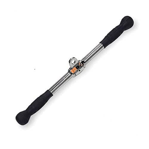 Image of Triceps Press Push Pull Down Revolving Straight Bar Grip Handle Multi Gym Cable Attachment with Safety Lock