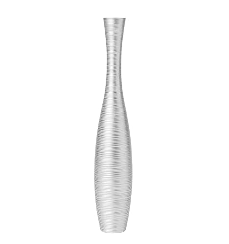Image of Leewadee Decorative Tall Floor Vase for Living Room Decor, 26 inches, Silver, Resin