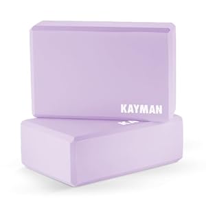 Kayman Yoga Block 2-Pack – Durable EVA Foam Blocks with Non-Slip Surface – Lightweight, Portable, and Ideal for Improving Flexibility, Balance & Alignment
