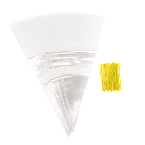 CHILDWEET 1Set Clear Cone Shaped Popcorn Bags Multi Use Sweets Packaging for Parties Candy and Treats with Semi Sealed Design for Easy Use