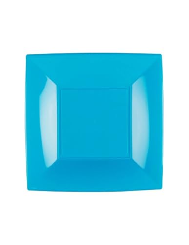 VARZI Set 15 Piatti Fondi Di Plastica Quadrati 8cm 1956 (Azzurro)