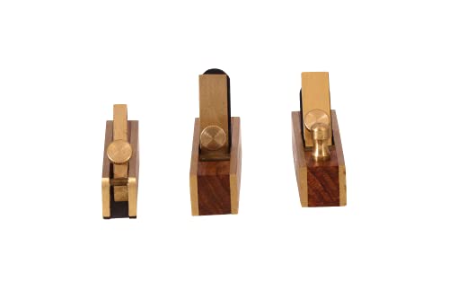 Image of Homdum 1 pc mini brass scraper plane antique rose wood Finish miniature Hobby brass planer for Wood Craft size 3 inch 75mm