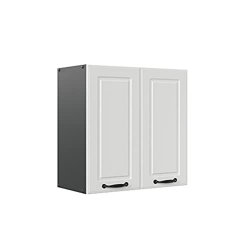 Vicco Hängeschrank R-Line, hängender Küchenschrank, Weiß Landhaus/Anthrazit, 60 cm