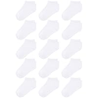 Cooraby 15 Pack Kids' Half Cushion Low Cut Athletic Ankle Socks - Boys Girls Ankle Socks-Black White Gray Trainer Socks - for 2-10 Years Boys Girls School Short Socks