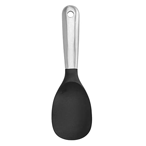 QDJ Reispaddel Spülmaschinenfest Silikonlöffel Hitzebeständig Servierlöffel Schöpflöffel aus Silikon Servierlöffel Edelstahl Antihaftbeschichtete Kochlöffel für Reis,Kartoffelpüree Oder Mehr Cover