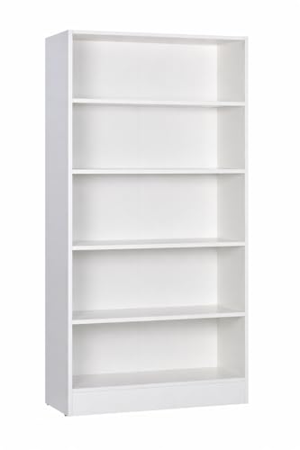 Image of DeckUp Muvo 5-Shelf Engineered Wood Book Shelf and Display Unit (White, Matte Finish)