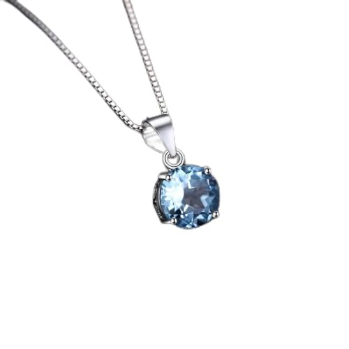 Pendentif topaze bleue naturelle pour femme, le cadeau de fiançailles idéal en argent 925