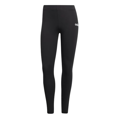 adidas Donna Essentials Linear Cotton Leggings Tights, Black/White, M