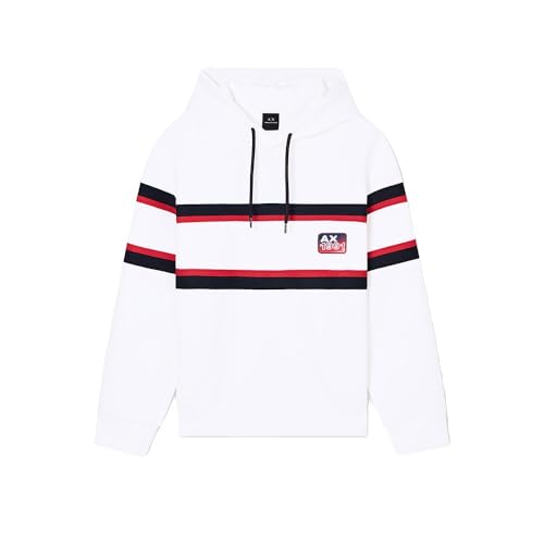 A|X Armani Exchange Para Hombre. XM001398AF13047U0009 Sudadera Franjas Blanco (M), Casual, AlgodóN - 4