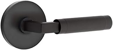 Emtek Select Passage, Disk Rosette, L-Square Stem, Knurled Lever (Left Hand, Flat Black)