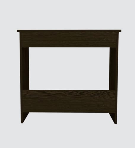 Image of Compact Study Desk with Shelf, Dark Brown Wood Finish, Space-Saving Home Office Table, 80x74x40 cm, DIY Assembly