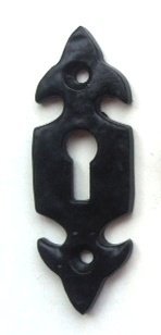 Black Antique Malleable Cast Iron Keyhole Cover Escutcheon - Ornate Fleur-De-Lys by Doorfittings4u