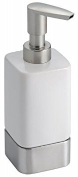 Gia Bath Hand Soap Dispenser, White Ceramic & Stainless Steel