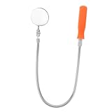 DECORNIJIA Teleskop inspektionsspiegel aus Edelstahl mit Klappbarem Rundem Ausziehbarem Spiegel und Integriertem Licht Verstellbarer Griff für Fahrzeugkontrolle und Mechanische Prüfung im