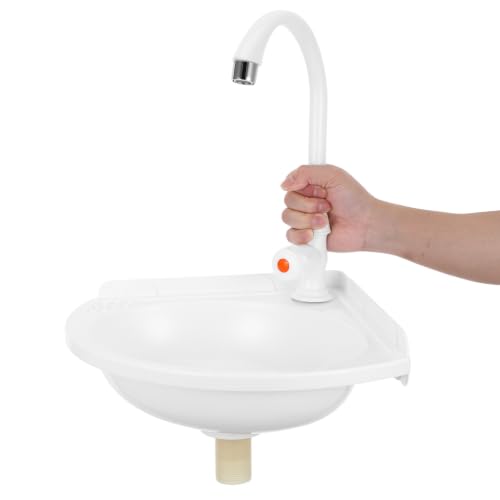 Lavabo de esquina pequeño EXCEART de acero inoxidable triangular para baño 5