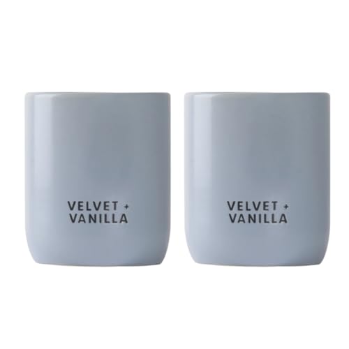 Bellevue Luxury Candles, 10 OZ Soy Blend Candle, Lead-Free Wicks, Fragrances formulated with Essential Oils, Artisan Crafted Ceramics ǀScent: Velvet+Vanilla ǀPACK of 2